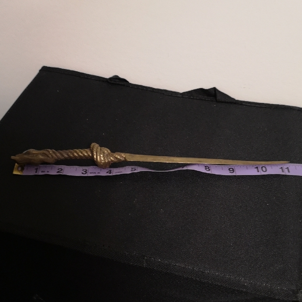 Vintage Solid Brass Sword Letter Opener With Knot Design